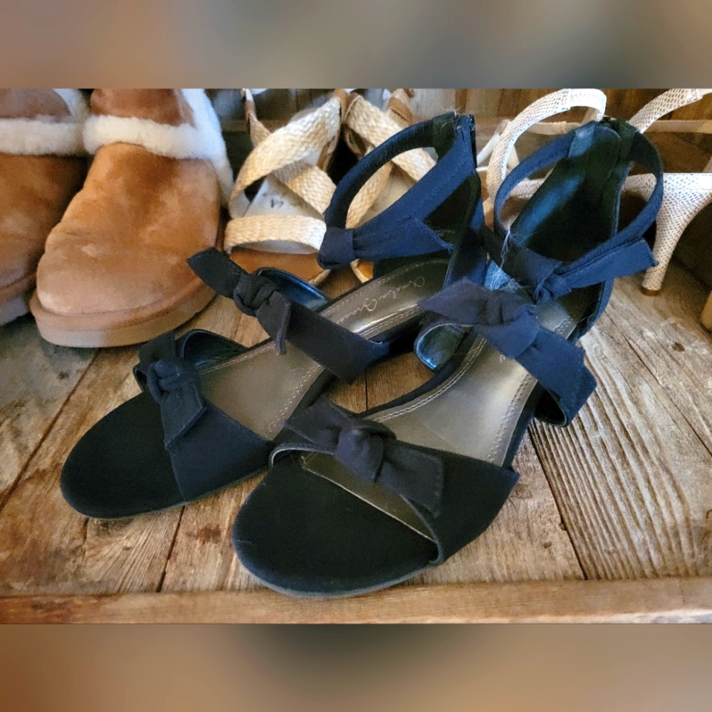 Small wedge black sandals